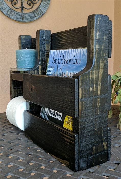 Magazine Rack Toilet Paper Holder Made From Rustic Reclaimed Repurposed