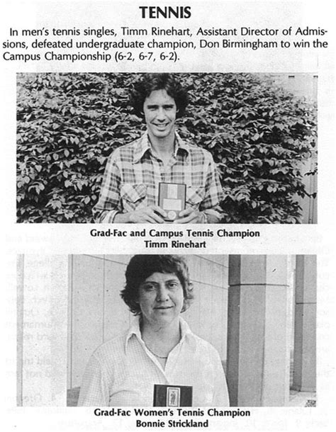 1978 Gradfacstaff Tennis Singles Men And Women Campus Recreation