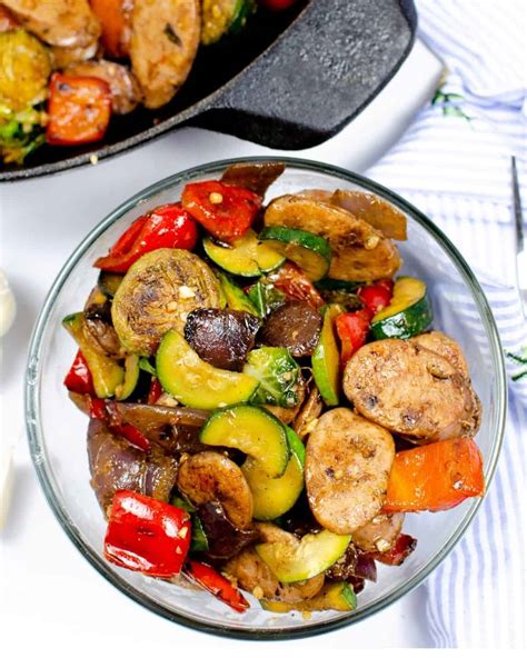 Making chicken sausage, chicken sausage recipes with rice, healthy chicken sausage recipes, what to have with chicken sausages, chicken sausage pasta recipes, chicken breakfast sausage recipes, chicken sausage casserole recipes, johnsonville chicken apple sausage nutrition. Chicken Sausage Vegetable Skillet | Everyday Eileen