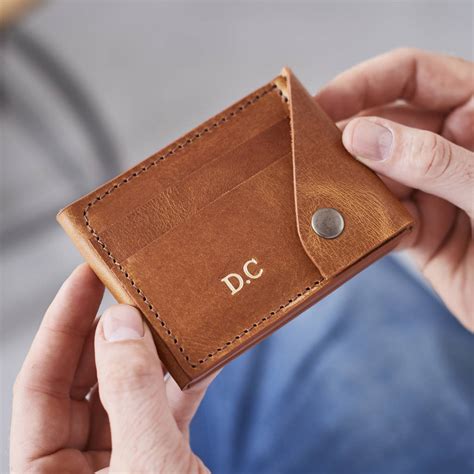 Leather Credit Card Wallet With Brass Popper By Vida Vida
