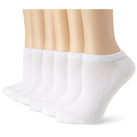 hanes hanes women s 6 pack comfort blend no show sock white sock size 9 11 shoe size 5 9