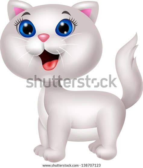 Cute White Cat Cartoon Stock Illustration 138707123