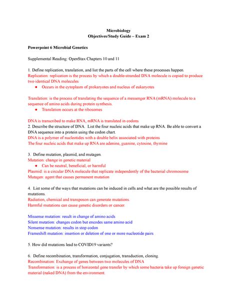 Microbiology Exam 2 Microbiology Objectivesstudy Guide Exam 2