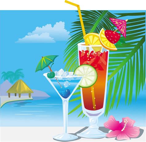 Cocktails On The Beach Stock Vector Illustration Of Citrus 10245694