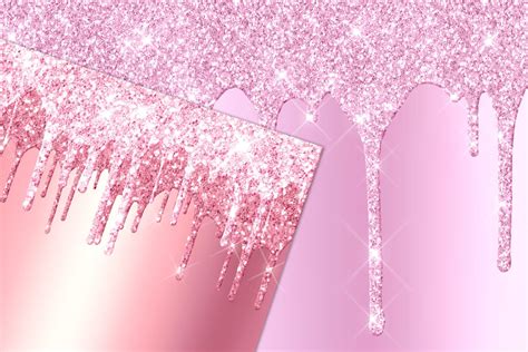 Pink Dripping Glitter Digital Paper 528004 Textures Design Bundles