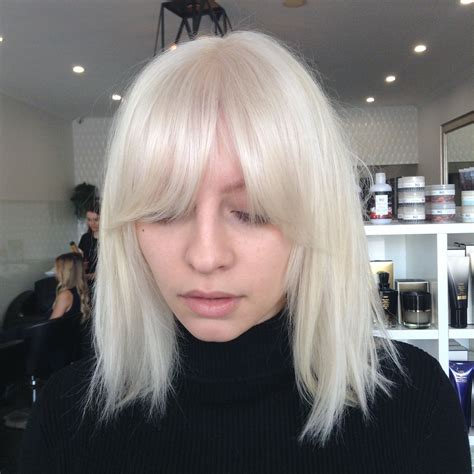 Ice Blonde And Bangs Solid Heavy Fringe Blonde Hair With Bangs