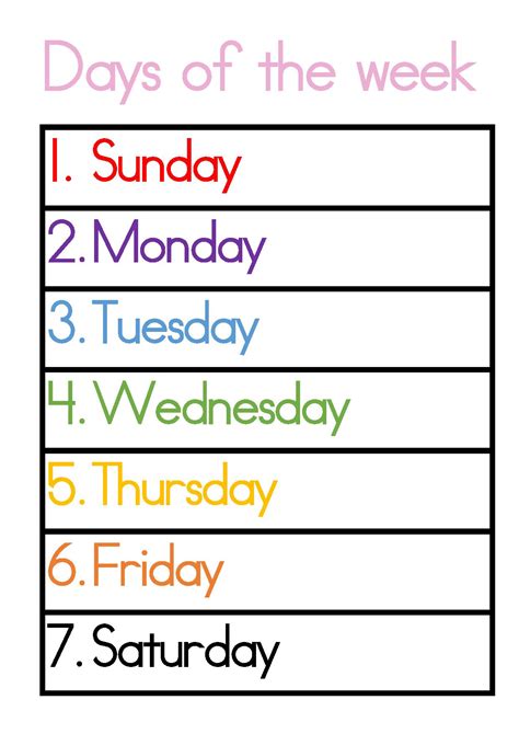 Days Of The Week Poster