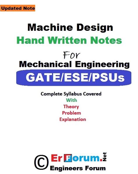 Machine Design Mechanical Handwritten Note Gate Ese Psus