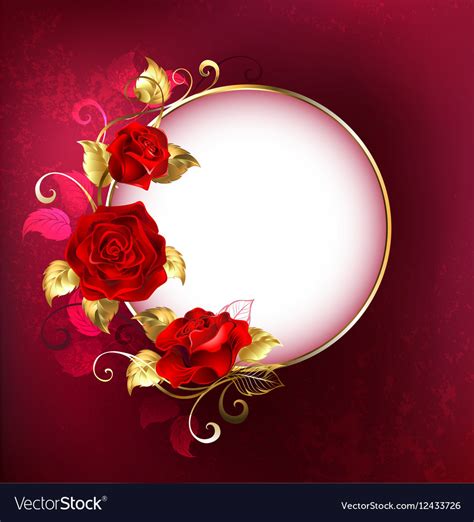 Round Banner With Red Roses Royalty Free Vector Image