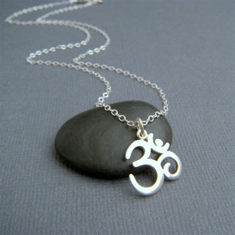 Silver Om Necklace Sterling Silver Pendant Zen Yoga Jewelry Etsy