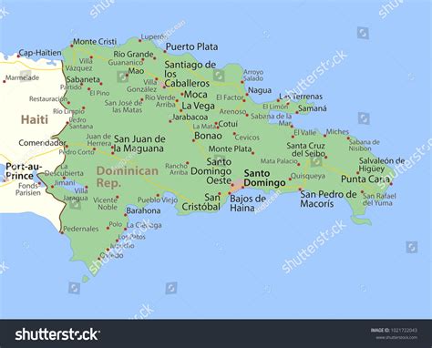 Map Dominican Republic Shows Country Borders Stock Vector Royalty Free