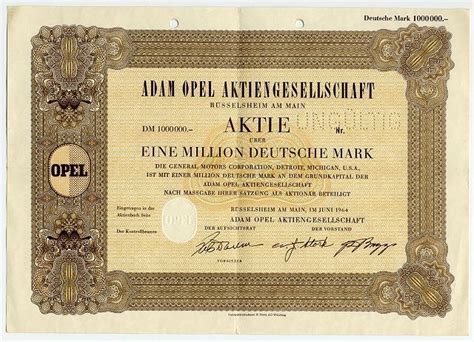 Die deutsche bank ag ist rechtlich nicht verpflichtet, kurse und / oder bewertungen zum basiswert anzuzeigen. ADAM OPEL AG RÜSSELSHEIM AM MAIN Aktie über DM 1000.000 ...