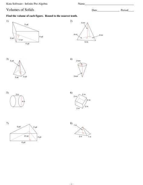 Volumes Of Solids Worksheet For 7th 9th Grade Lesson Planet