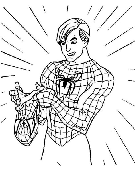 Dibujos de Peter Parker Hombre Araña para Colorear para Colorear