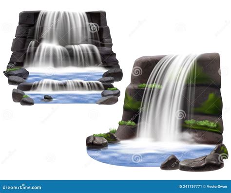 Waterfalls Realistic Compositions Stock Vector Illustration Of Beauty