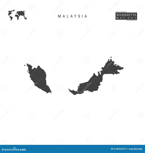Malaysia Vector Map Isolated On White Background High Detailed Black