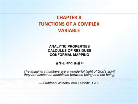 Ppt Chapter 8 Functions Of A Complex Variable Powerpoint Presentation