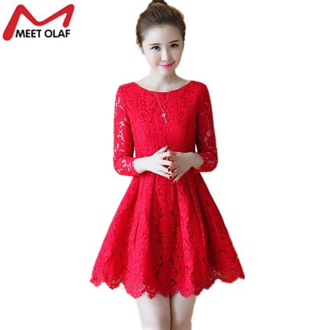 Women Lace Dress Girls Evening Party Wedding A Line Female Above Knee