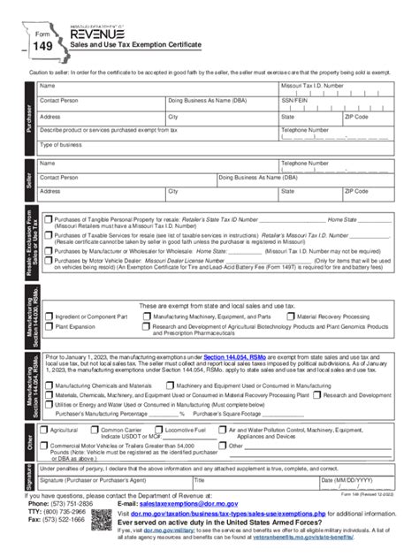 2022 2024 Form Mo Dor 149 Fill Online Printable Fillable Blank