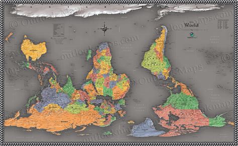 Cool Color Upside Down World Map Reversed Map