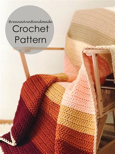 Brenna Ann Handmade New Crochet Pattern The Desert Sunset Blanket Throw