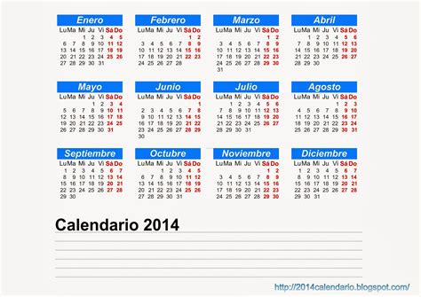 Calendario 2014 Con Espacio Para Anotaciones Calendario 2014 Para
