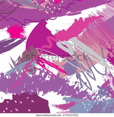 Abstract Colourful Purple Paint Brush Strokes Stock Vector Royalty