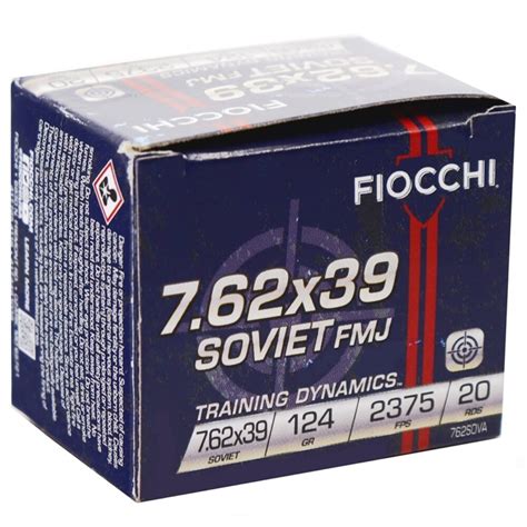 Fiocchi 762x39 Rifle Ammunition 124gr Fmj 20rd Box F762sova