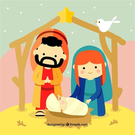 Cute Nativity Scene Vector Free Download