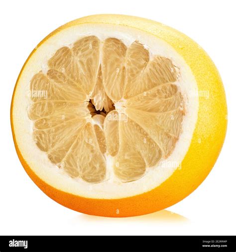 Fresh Half Pomelo Citrus Fruit Isolated On White Background File