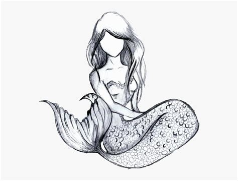 Mermaid Sketch Freetoedit Cute Easy Mermaid Drawing Hd Png Download