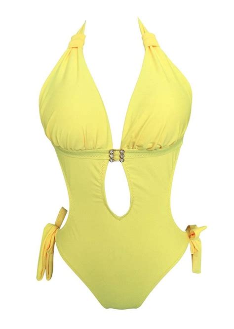 women s fashion one piece elegant inspired monokini swimsuit yellow cb12fzgu5xh women s