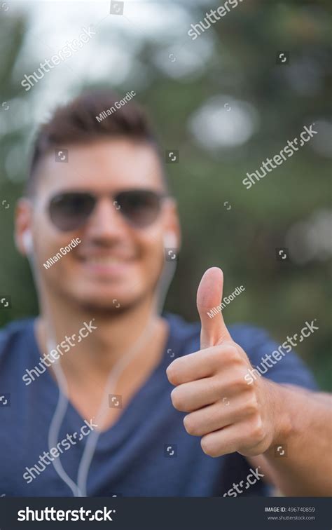 Happy Young Good Looking Guy Thumbs Stock Photo 496740859 Shutterstock