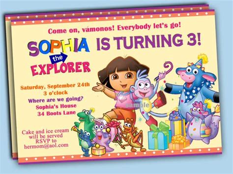 Dora The Explorer Fiesta Birthday Party Printable Invitation Bbq Baby