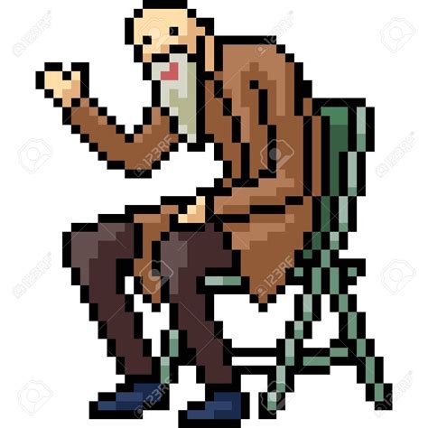 Vector Pixel Art Old Man Isolated Cartoon Sponsored Art Pixel