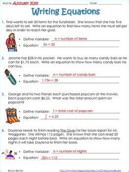 Writing Equations From Word Problems ~ Common Core 7.EE 6.EE | Writing