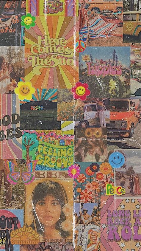 Hippy 70s Aesthetic Art Iphone Hipster Retro Iphone 70s Collage