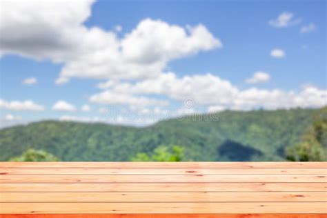 554 Wood Table Top Blurred Mountain Landscape Stock Photos Free