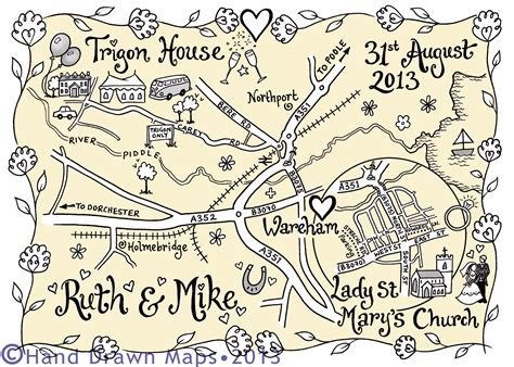 Hand Illustrated Maps For Weddings Parties Events And Businesses