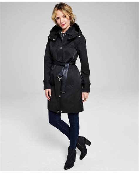 Michael Kors Hooded Belted Trench Coat Created For Macy S In Black Lyst