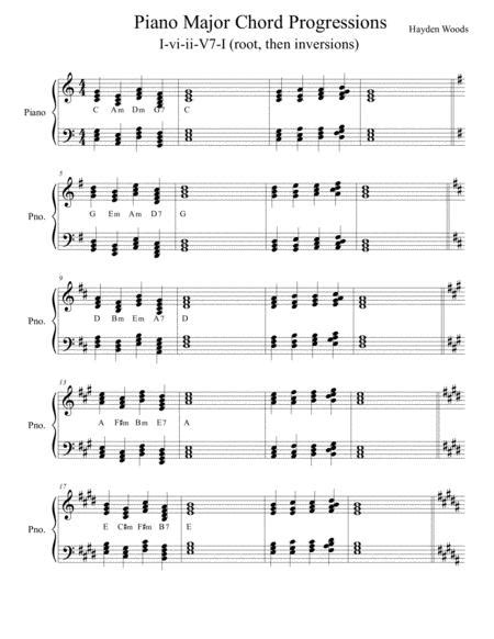 Piano Major Chord Progressions I Vi Ii V7 I Music Sheet Download