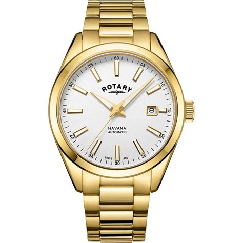 Rotary Mens Havana Gold Plated Automatic Watch Watches From Francis