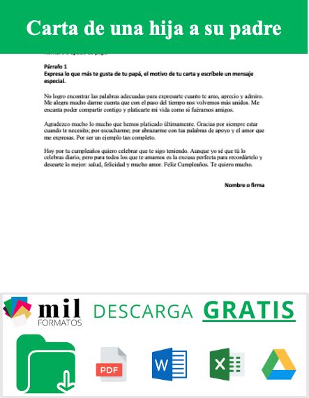 Carta De Una Hija A Un Padre Ejemplos Y Formatos Word Pdf