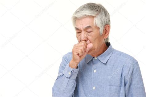 Senior Japanese Man Coughing — Stock Photo © Deeblue 112287722