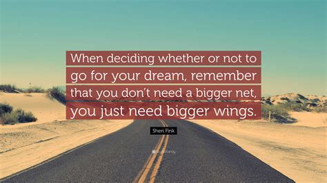 Sheri Fink Quote “when Deciding Whether Or Not To Go For Your Dream