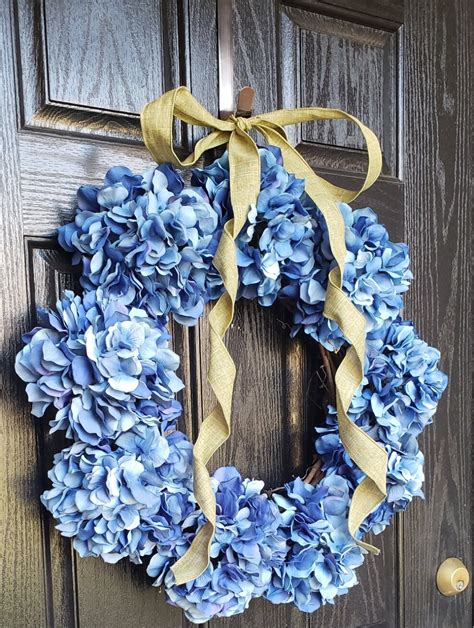 Hydrangea Wreath Blue Hydrangea Wreath Front Door Wreath Spring