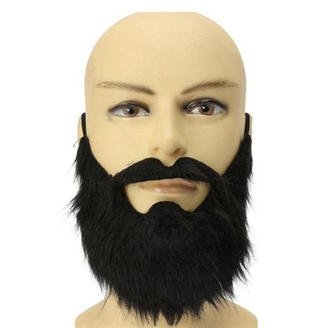 Fake False Mens Moustache Fancy Dress Costume Black Beard Hair Stick Self Outfit Fake Beards