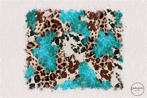 Cowhide Leopard Turquoise Background Png Graphic By Samsam Art · Creative Fabrica