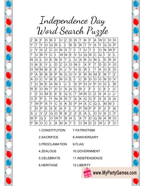 8 Free Printable 4th Of July Word Search Puzzles