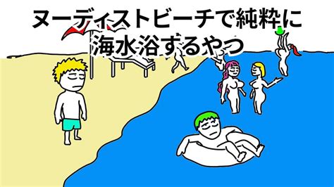 ヌーディストビーチで純粋に海水浴するやつ【アニメ】【コント】 Youtube